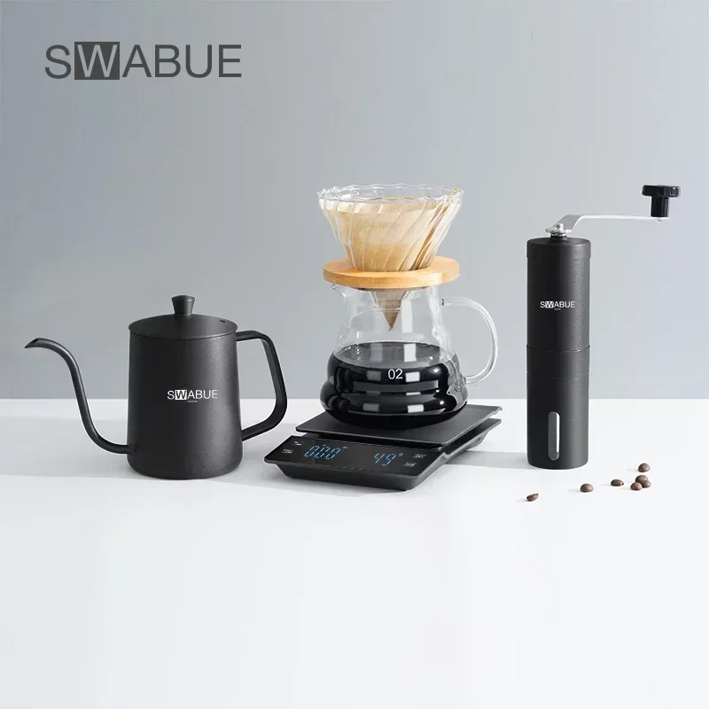 

Swabue Coffee Set Drip Pour Over Coffee Accessories Barista Tools Dripper Glass Filter Kettle Manual Grinder Coffeeware Sets