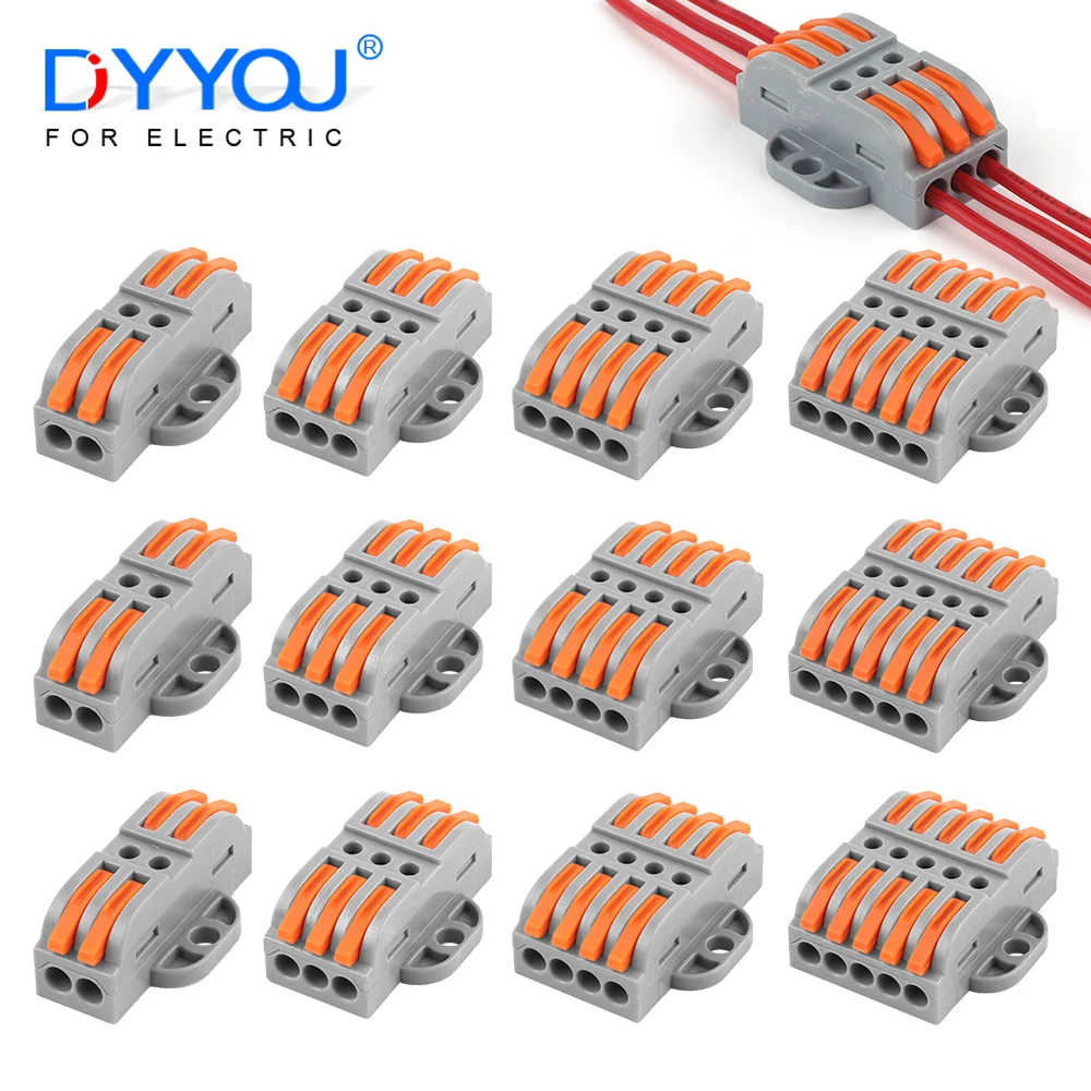 

25PCS Quick Wire Connector 2/3/4/5/6/8/10/12 Pin Universal Compact Electrical Cable Splitter Junction Box With Screw Fixing Hole
