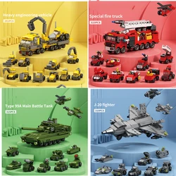 10IN1 Helicopter Fire Rescue Engineering Vehicle Building Blocks Police Tank Helicopter Puzzle Bricks Compatible Child Gift Toy