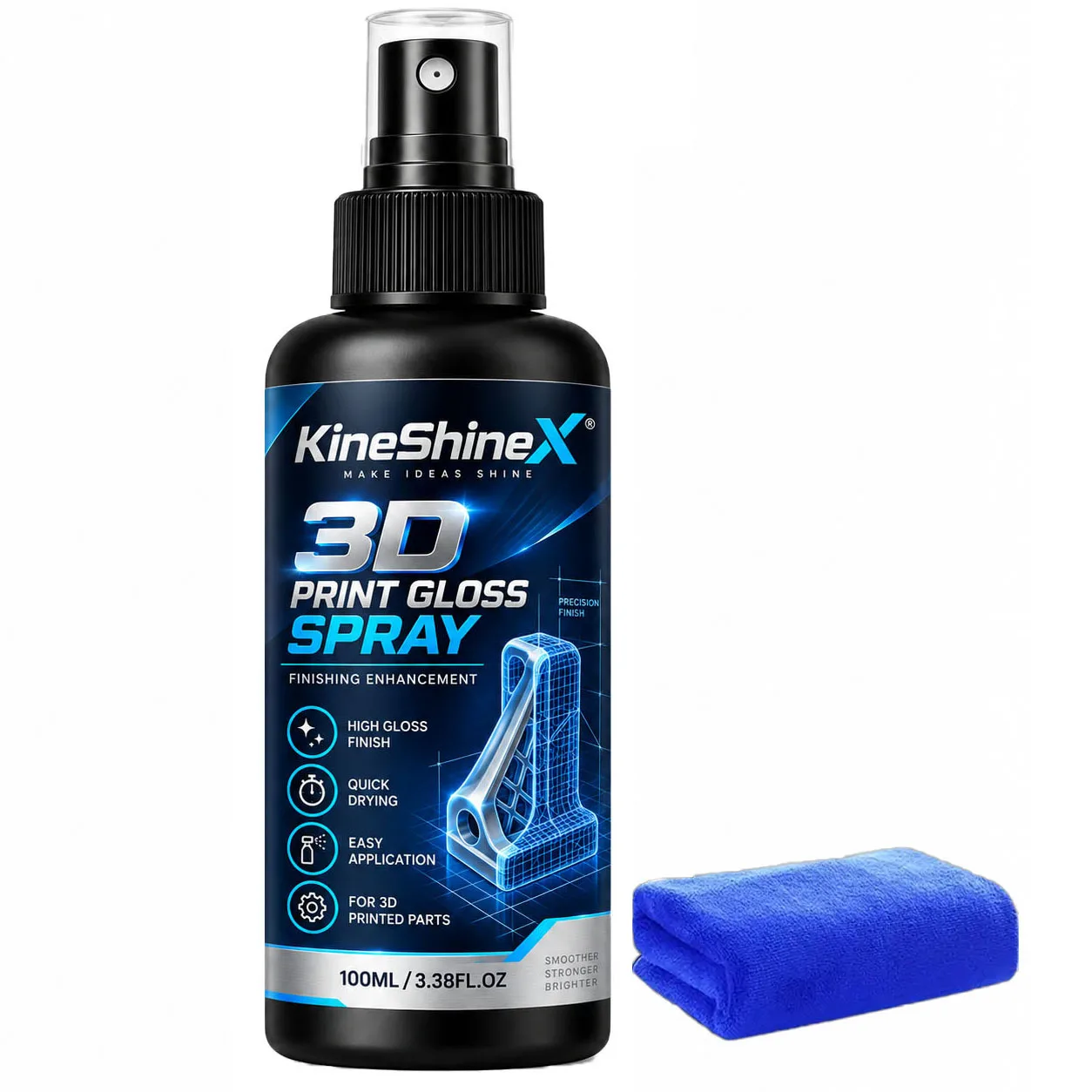 100ML 3D-Druck Glanzspray Polierpaste für PLA ABS PETG Harz, 60ml Schnelltrocknendes Hochglanz-Finish mit Mikrofasertuch – Detail 9