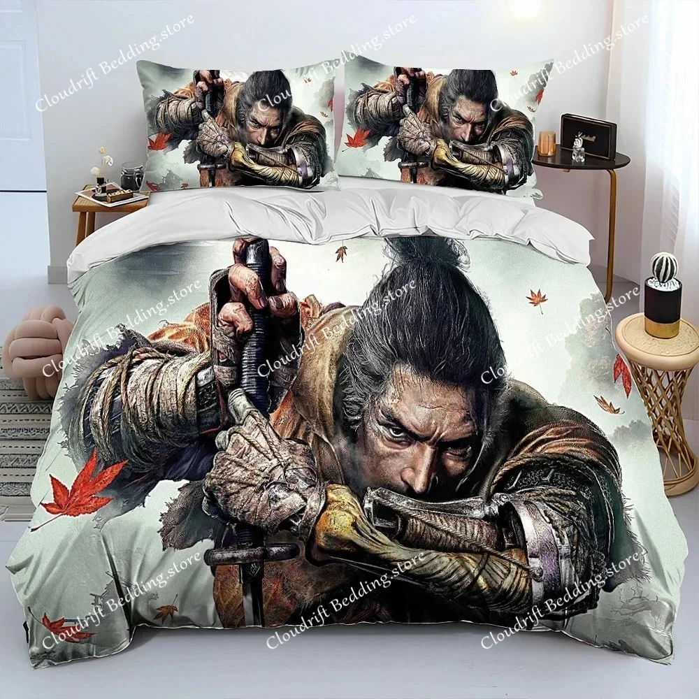 

3D Print S-Sekiro Shadows Die Twice Game Bedding Set Duvet Cover Bed Set Quilt Cover Pillowcase Comforter king Queen Size