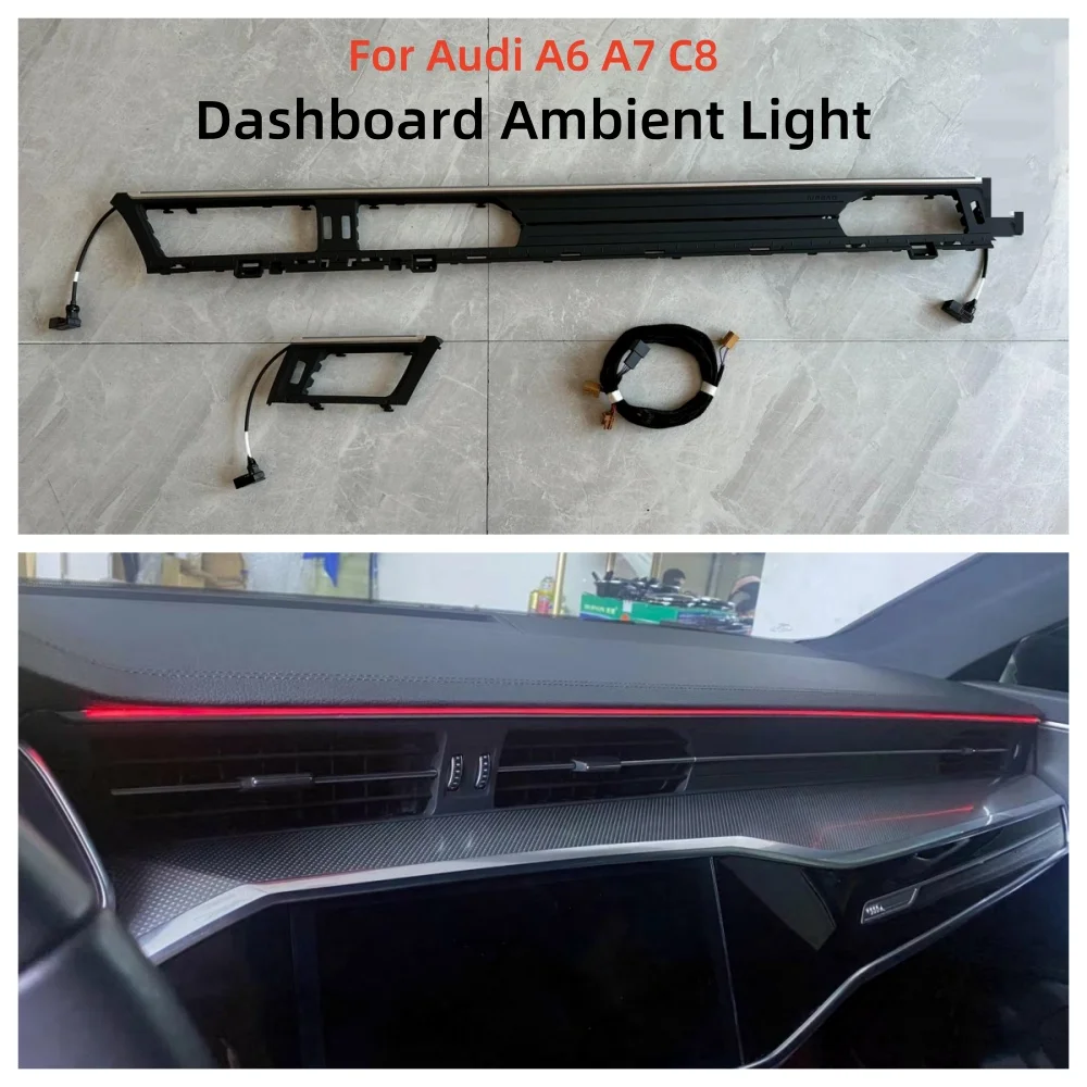 For Audi A6 A7 C8 2019-2023 Car dashboard strip trim panel air-conditioning outlet trim panel auto parts30 colors ambient light