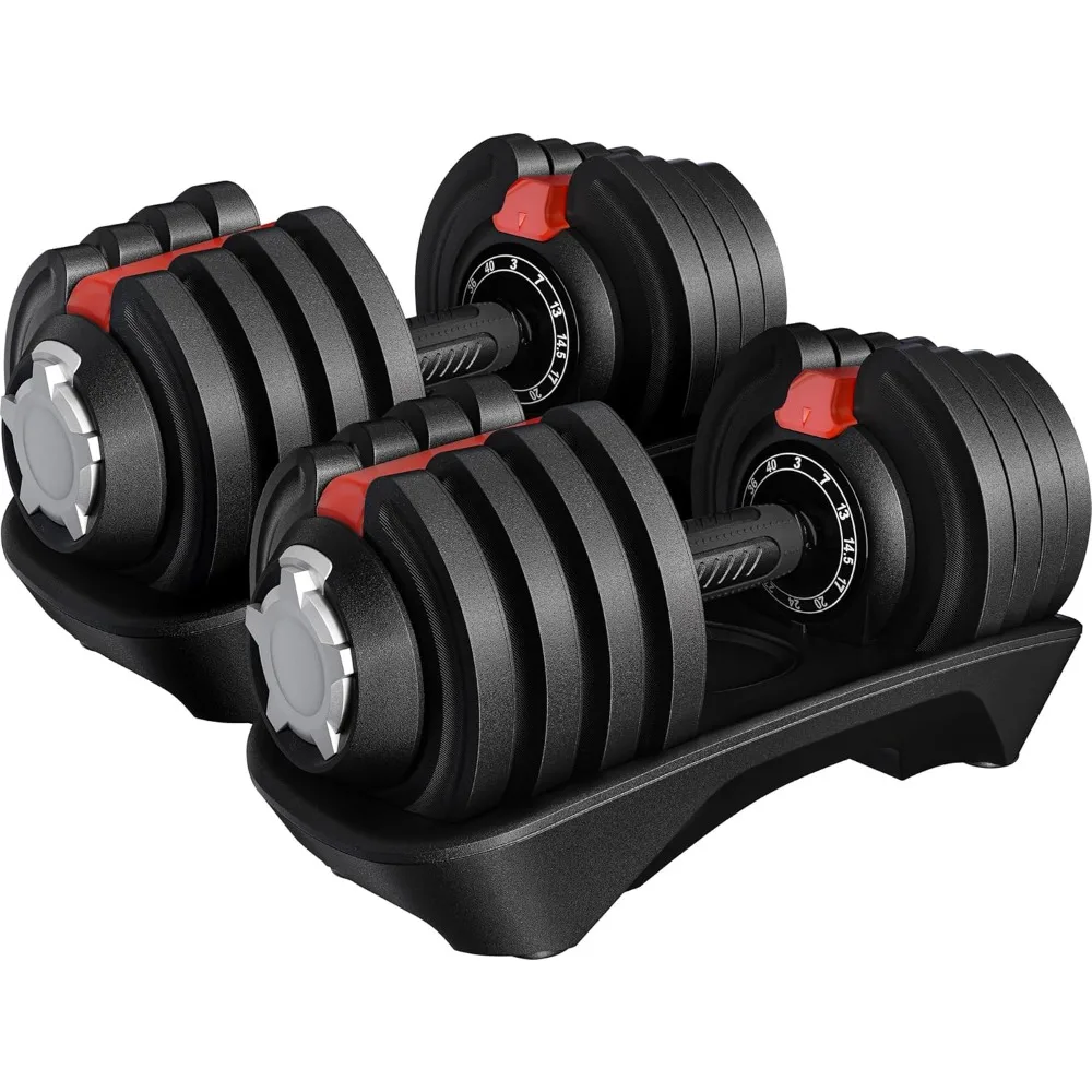 

Adjustable Dumbbell Set 40LB/52.5LB/90LB Adjustable Dumbbells Fast Adjust Dumbbell Weight Set for Home Gym Strength Training