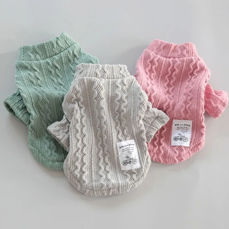 

Autumn Pet Clothes Teddy Warm Sweater Pomeranian Solid Color Pullover Small and Medium Dogs Two Legs Knit Sweater
