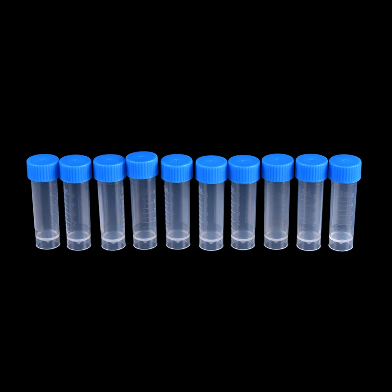 10/20/50/100x 5ml Chemistry Plastic Test Tubes Vials Seal Caps Pack Container