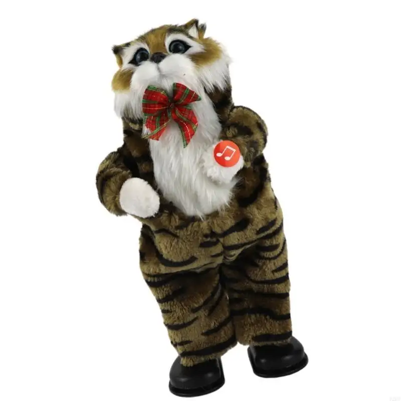 

J2HF Singing Kitten Plush Doll for Holiday House Decoration Christmas Party