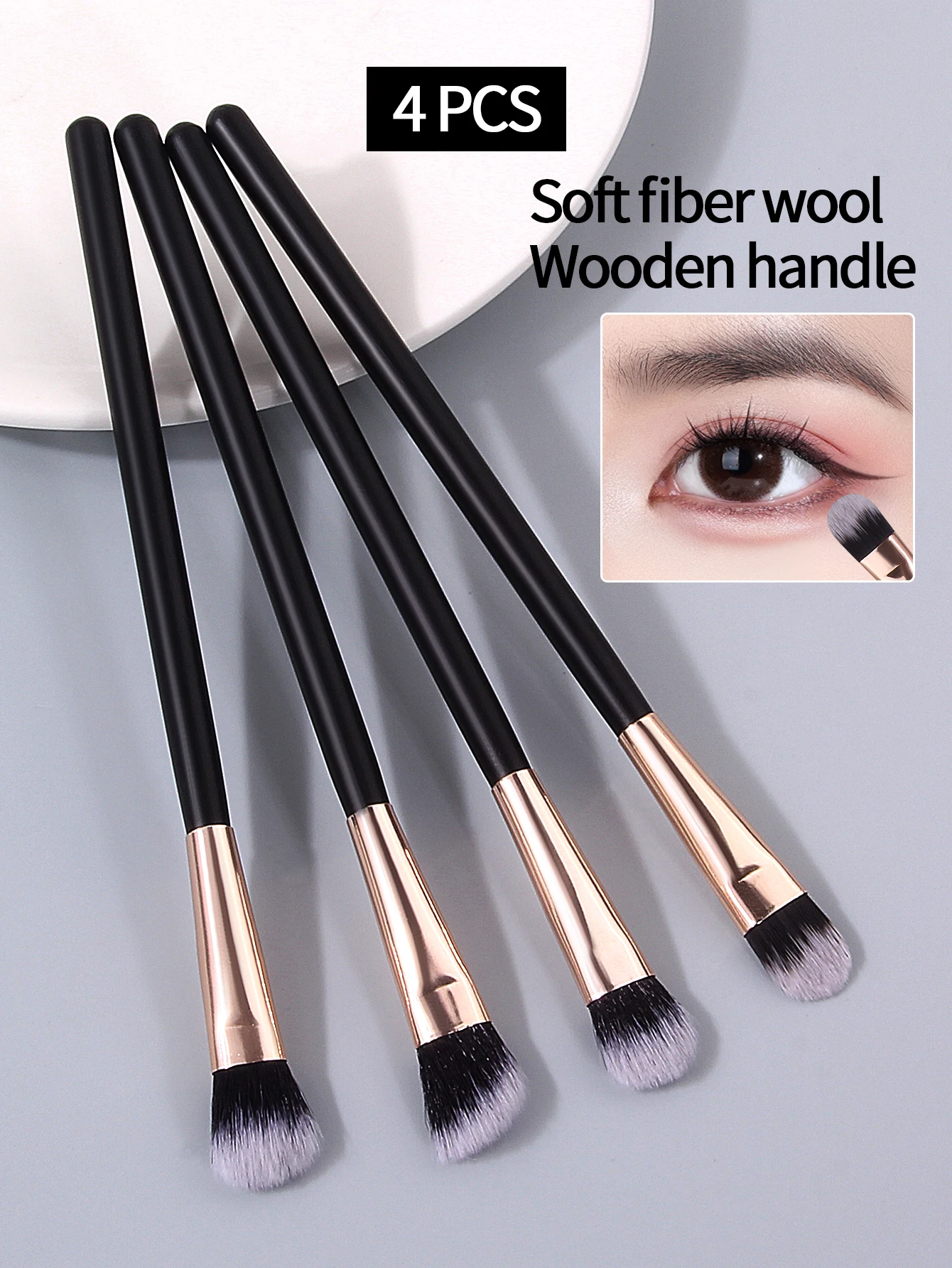 Ensemble de pinceaux pour fard à paupières, 4 pièces, manche en bois noir et or, poils doux sans hangar pour mélanger l'ombrage, mettre en évidence le maquillage quotidien, nouveauté 2025