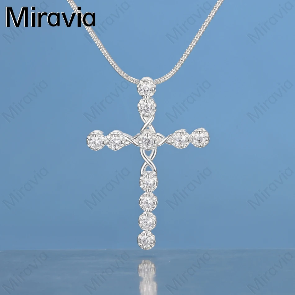 

Miravia 925 Sterling Silver Full Zirconia Cross Pendant Necklace - Everyday Accessory For Women, Simple And Elegant Jewelry