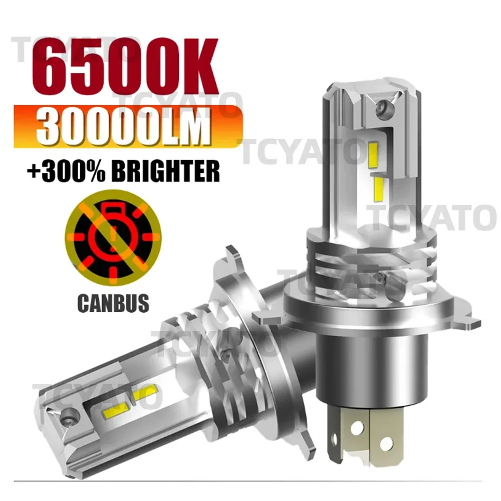 

30000LM LED H4 H7 9003 LED Canbus headlight bulb CSP fanless with high and low beams, suitable for car, motorcycle, car headligh