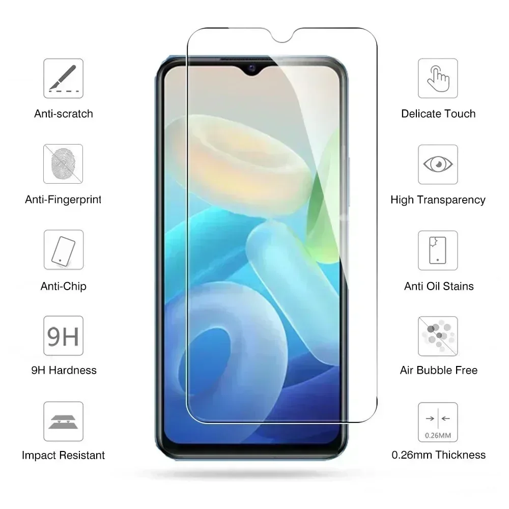 5Pcs Tempered Glass For Vivo Y22 Y22S Y27 Y30 Y31 Y32 Y33 Y31s Y33s Y50 Y51 Y56 Y70 Y100 Y35 Y36 4G Y52 Y55 5G Screen Protector