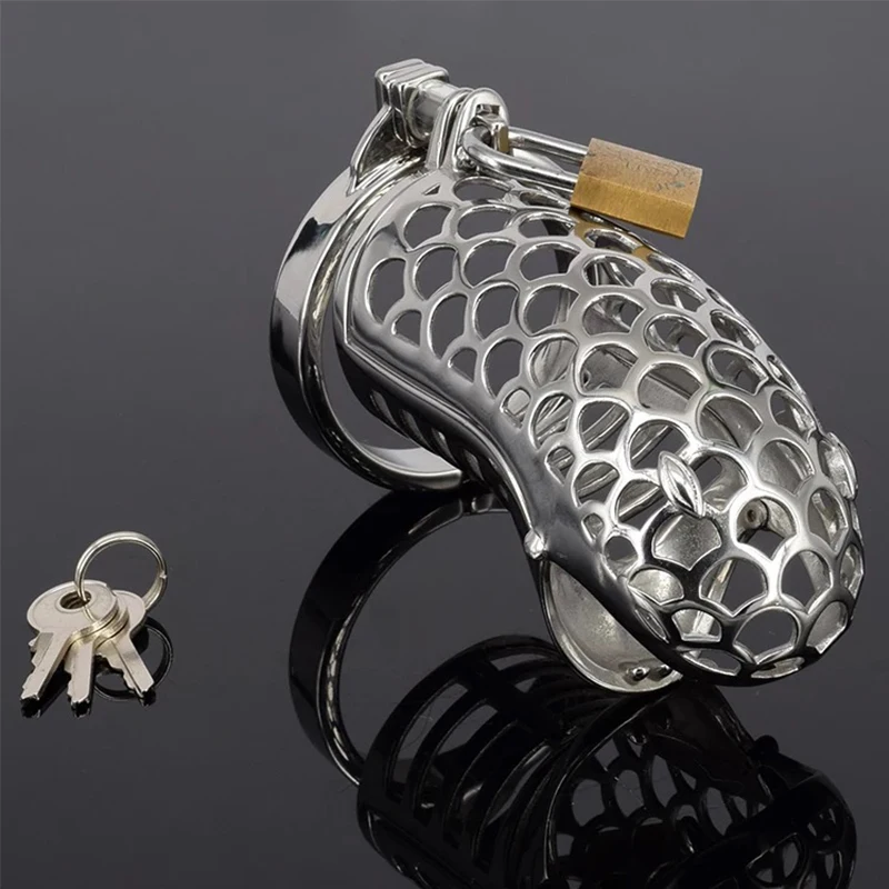 Snake Head Male Chastity Cage Cock Ring Metal Slave Bdsm Bondage Restraint Belt Sex Toy For Men Sexual delay Anti-erection Tool