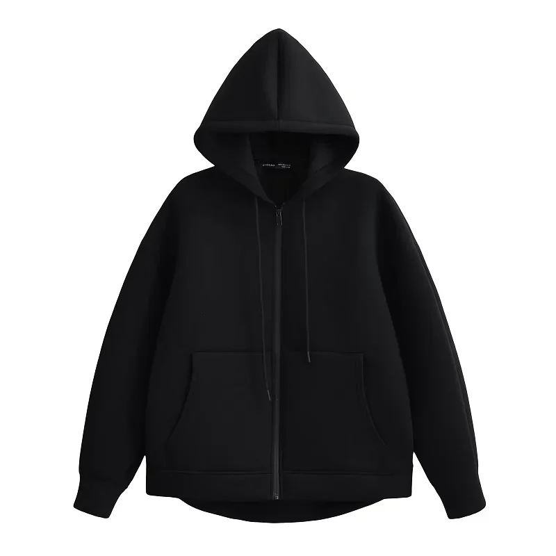 TRAF Grey Women\'s Outerwears Bomber Varsity Jacket Coat 2025 Spring Autumn Ladies Fashion Casual Long Sleeve Black Jackets