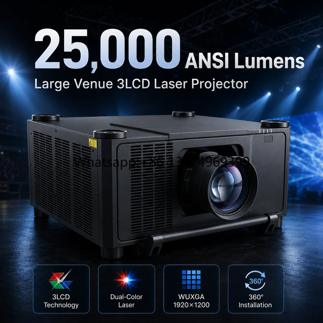 25000 ANSI Lumens Professional 3LCD Dual Color Laser Projector WUXGA for Large Venue and Stage Events