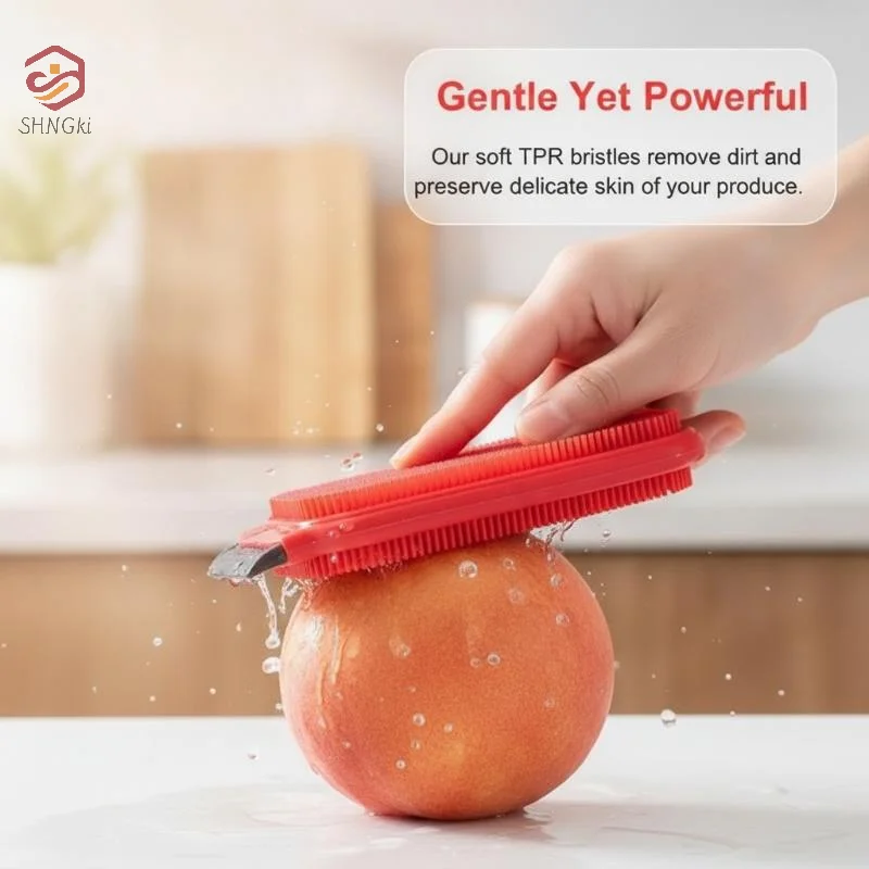 Quick-Drying Cleaning Brush Double-sid TPR Dish Brush Multi-Functional Fruits Vegetables Scrubber Kitchen Tool