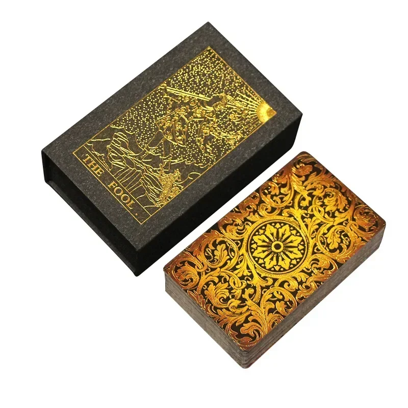 Glazed Glaze Golden Tarot Cards Plastic Waterproof Tarot Full English Edition Magician Tarot Deck Board Game  English Rules