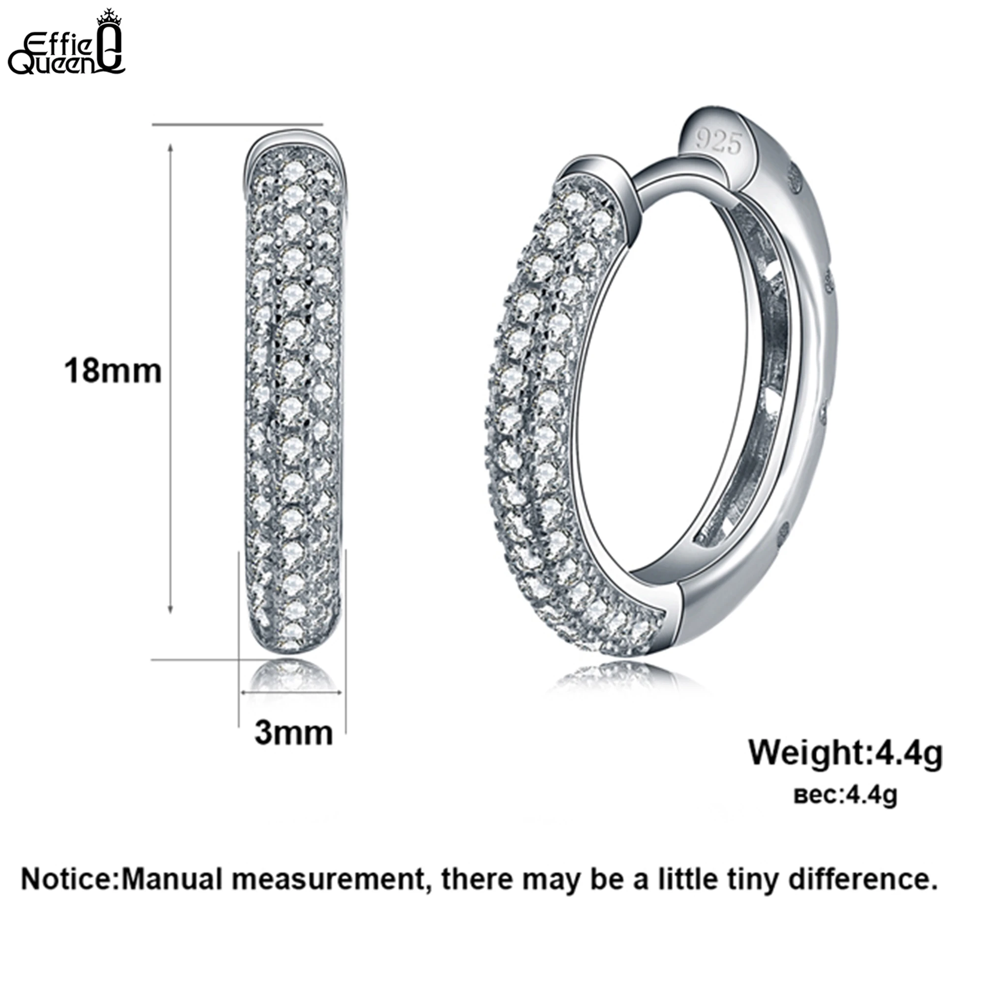 

Серьги-кольца Effie Queen из стерлингового серебра 925 пробы с блестящим кубическим цирконием 4А, орнаментом в стиле минимализм, дизайн, аксессуар для ушей, подарок SE19