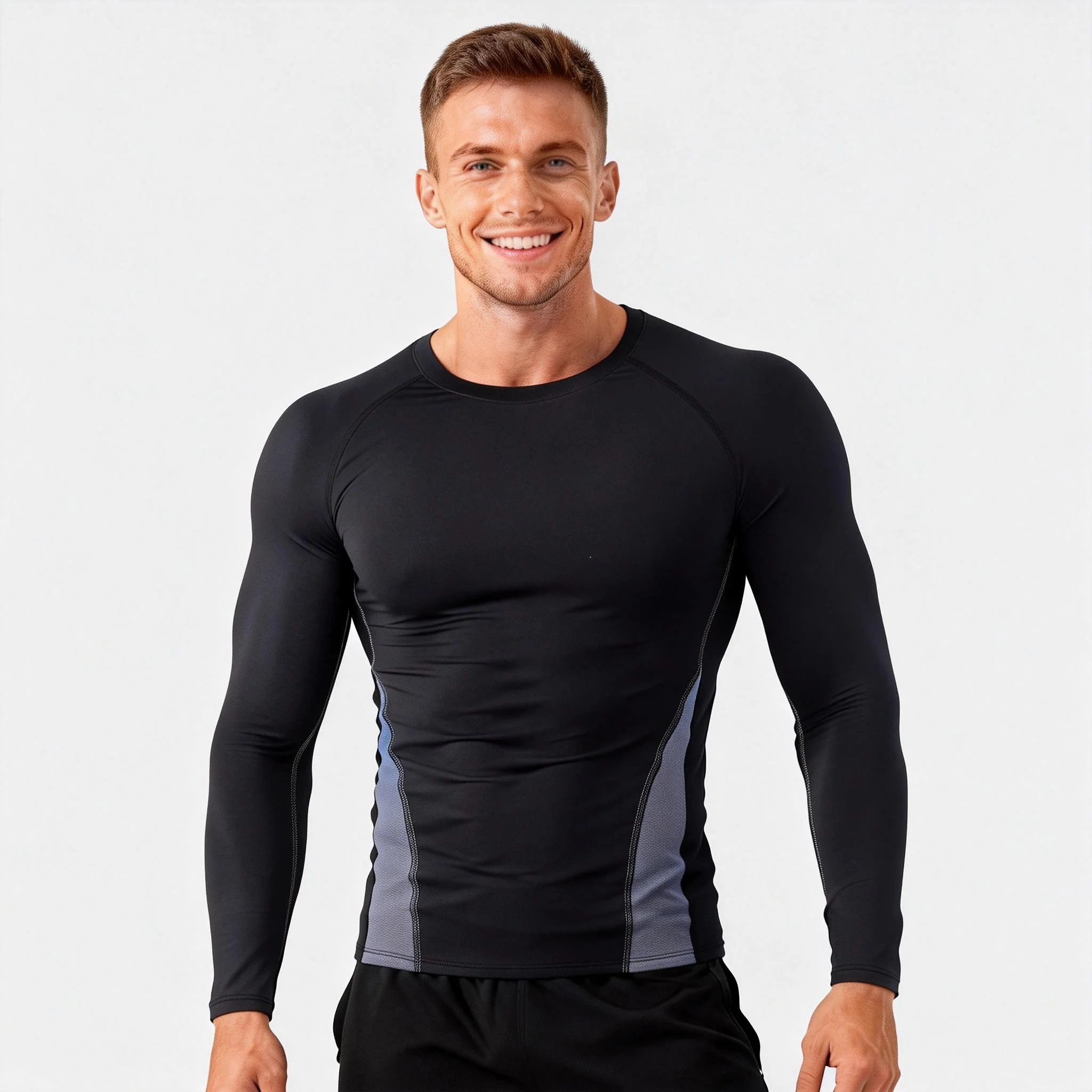 Mens Long Sleeve Compression Shirt Quick Dry Breathable Slim Fit Workout Training Shirt for Outdoor Sports and Gym Activities