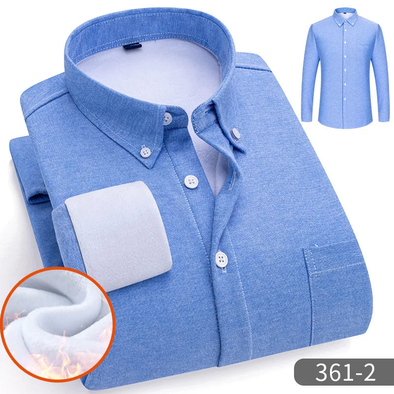 Men Oxford Fleece Warm Plaid Classic Style Regular Fit Velvet Large Size Thick Casual Shirt Male Brand Clothes L-5Xl