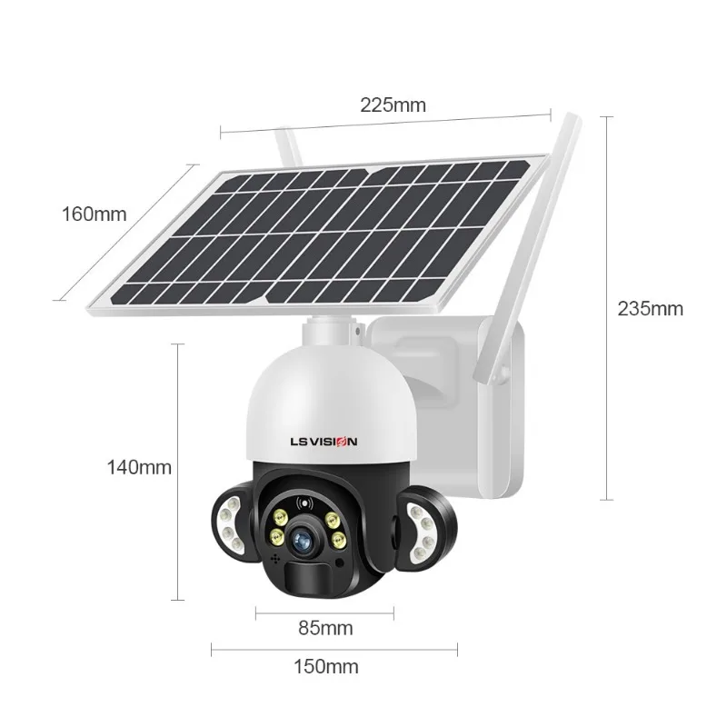 LS VISION Private model wifi ip 6W LOW power Solar camera IP66 waterproof outdoor human detect auto track 4g solar wifi camera