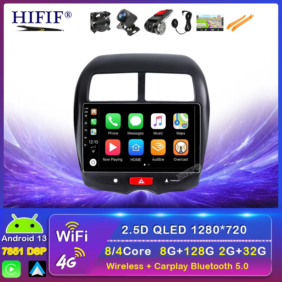 Carplay Android 13 Car Radio Multimedia Video Player For Mitsubishi ASX 1 2010 - 2016 Navigation GPS No 2din 2 din dvd