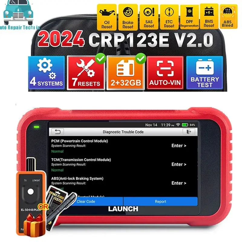 LAUNCH X431 CRP123E V2.0 Global Version Automotive Car Diagnostic Tools OBD2 Scanner ABS SRS Airbag Engine AT SAS Brake Reset