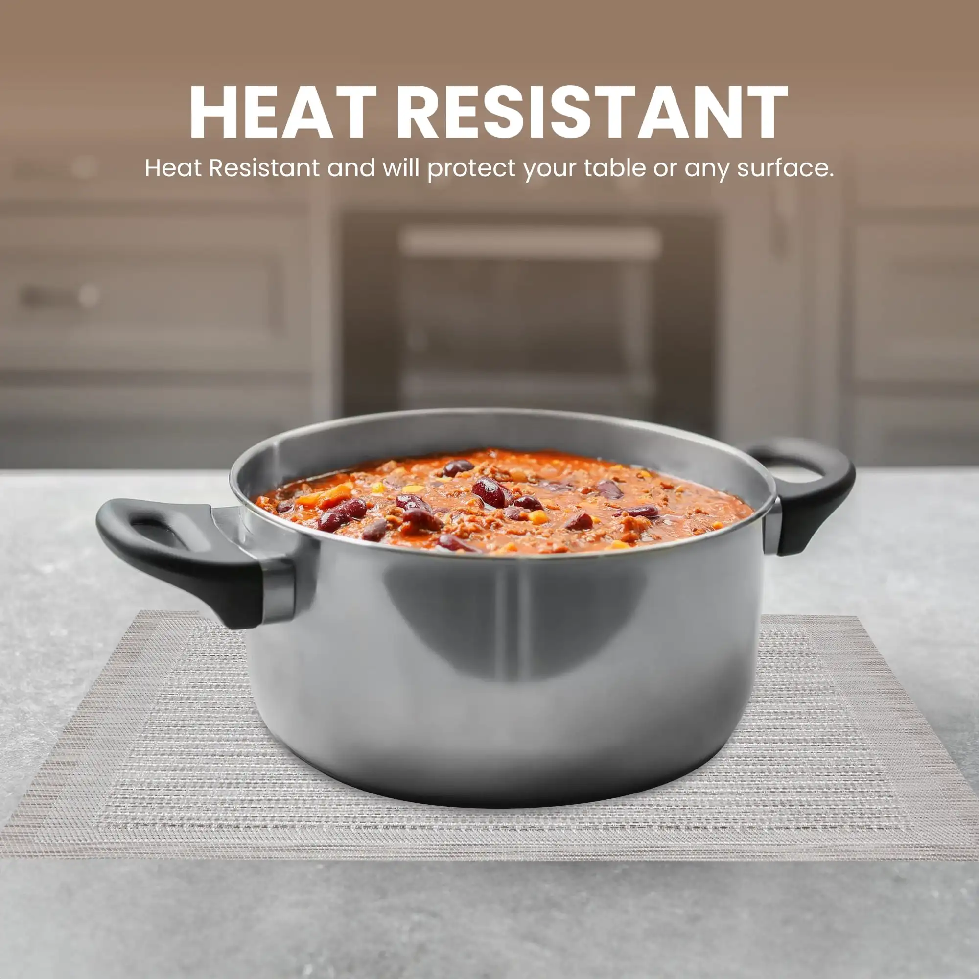 Dainty Home Conjunto de 6 placemats |   Elegante e Durável |   12x18 pol. Tapetes de lugar laváveis antiderrapantes de PVC