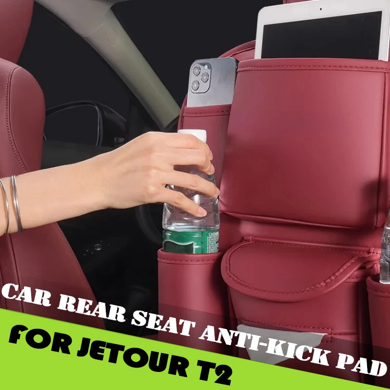 Car Anti-kick Pad Fit for Jetour Traveller T2 2023 2024 2025 Rear Seat Multi-functional Storage Bag Rear Seat Protective Pad