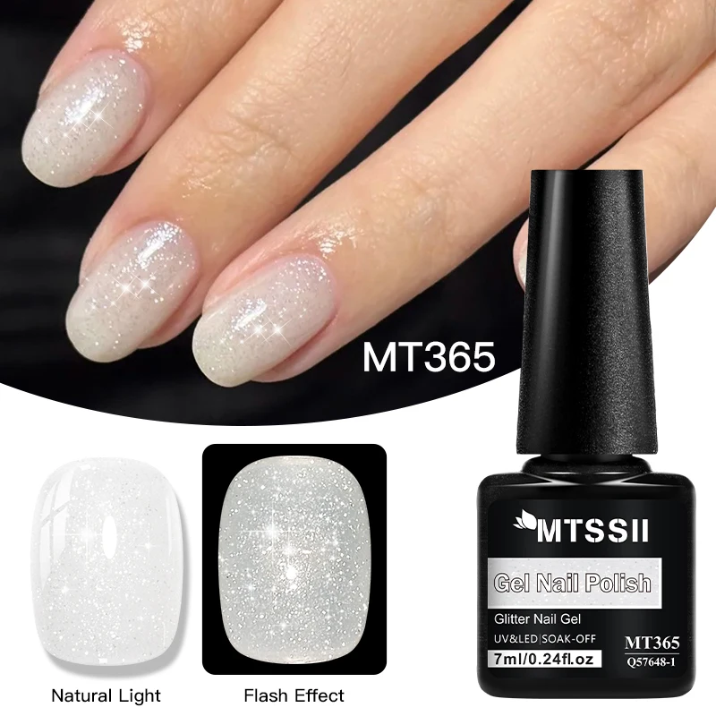 Esmalte em gel com glitter reflexivo branco leitoso, 7ml, verniz de unhas uv led, semipermanente, arte em unhas, manicure