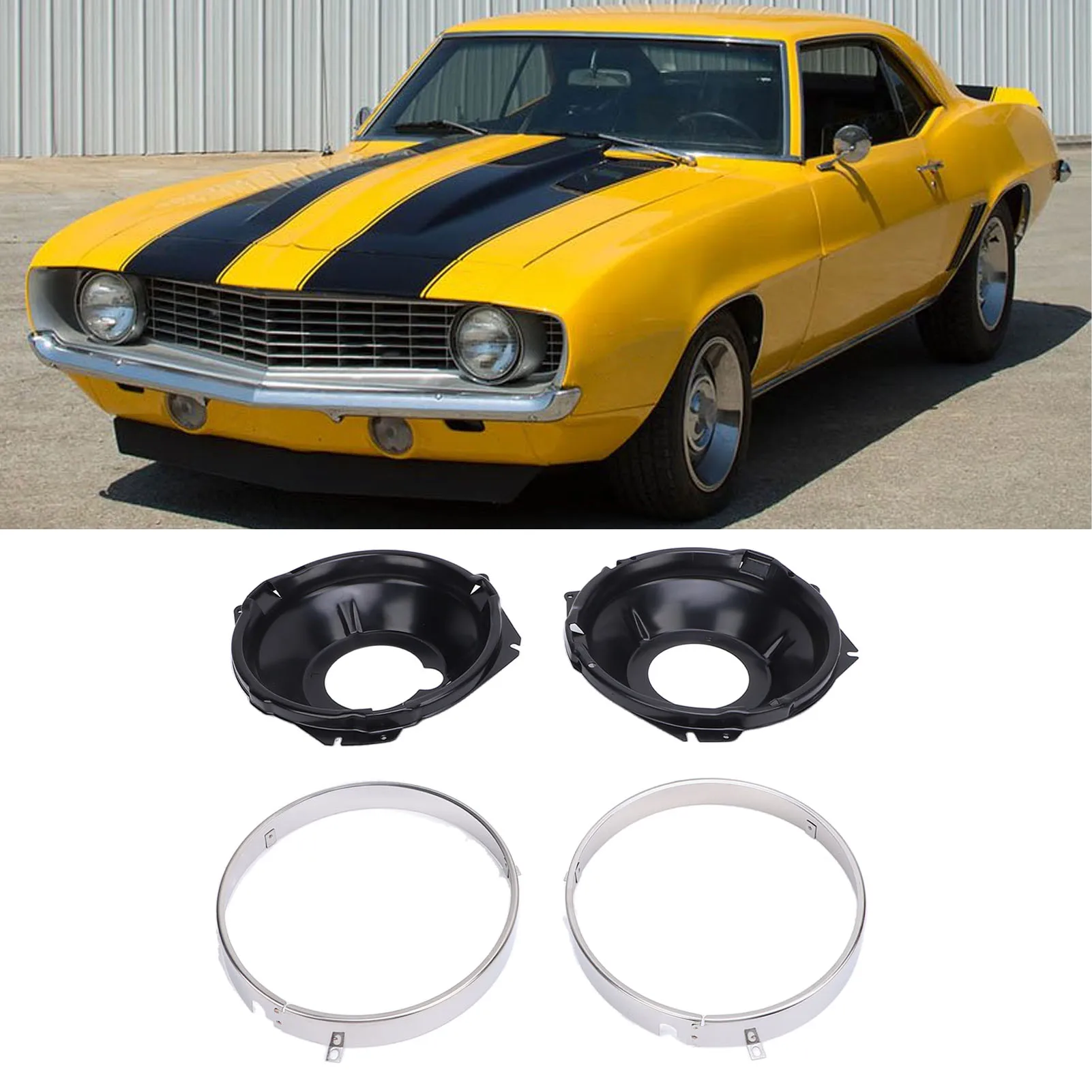 

Headlamp Retaining Mounting Bucket Kit Oxidation Resistant Fit Headlight Anti for 1967 To 1969