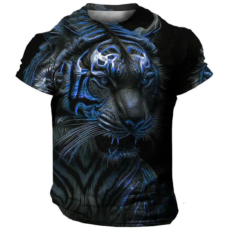 Pop Men's T-Shirt 3D Tigers Printed Tees Summer Kids Animal Pattern Tee Shirts Streetwear Short Sleeves Fashion Vintage Clothes