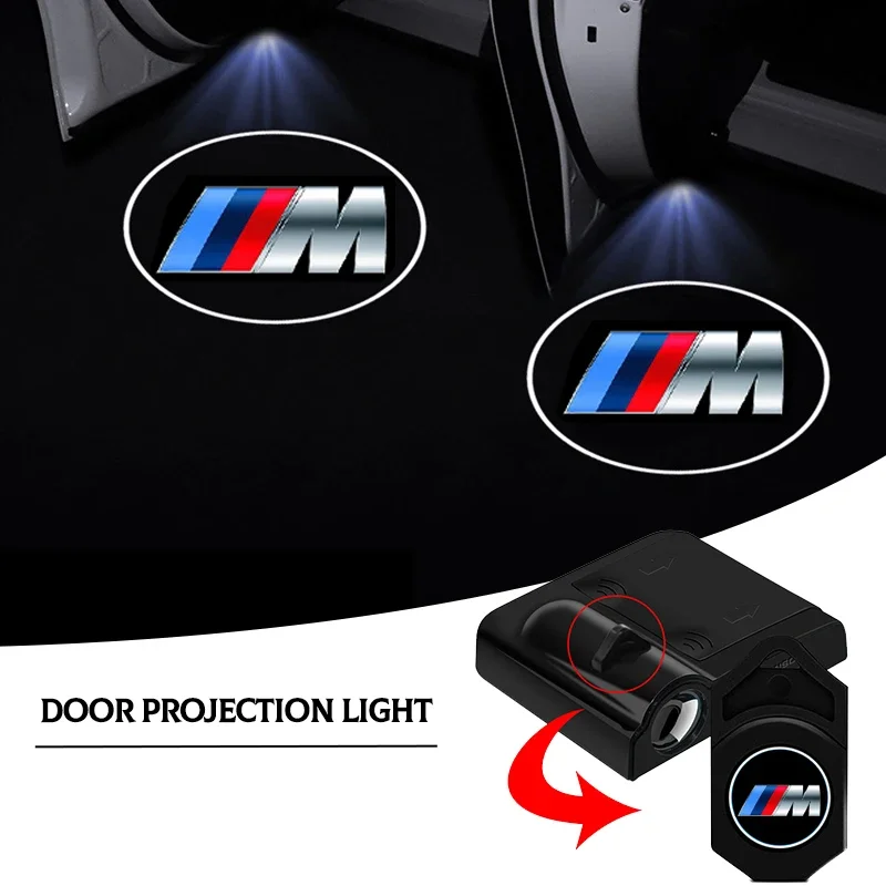 2 ชิ้นไร้สาย HD รถประตูโลโก้ยินดีต้อนรับไฟโปรเจคเตอร์ LED ตกแต่งสําหรับ BMW M M3 F30 F20 E28 E36 E39 e46 E91 ประสิทธิภาพ X1 X2 X5