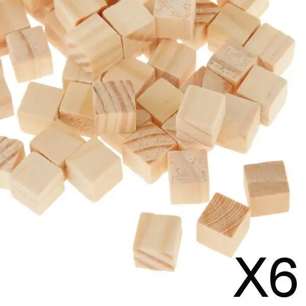 5-6pack 50 Wooden Square Tiles for Crafts Wood 10x10mm