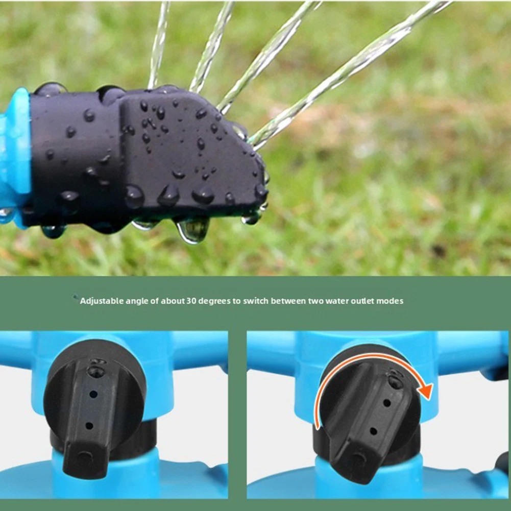 Automatic Rotating Garden Sprinkler Sprinkler Blue And Black 360 Sprinkler Adjustable Spray Arms Four Nozzle Outlets