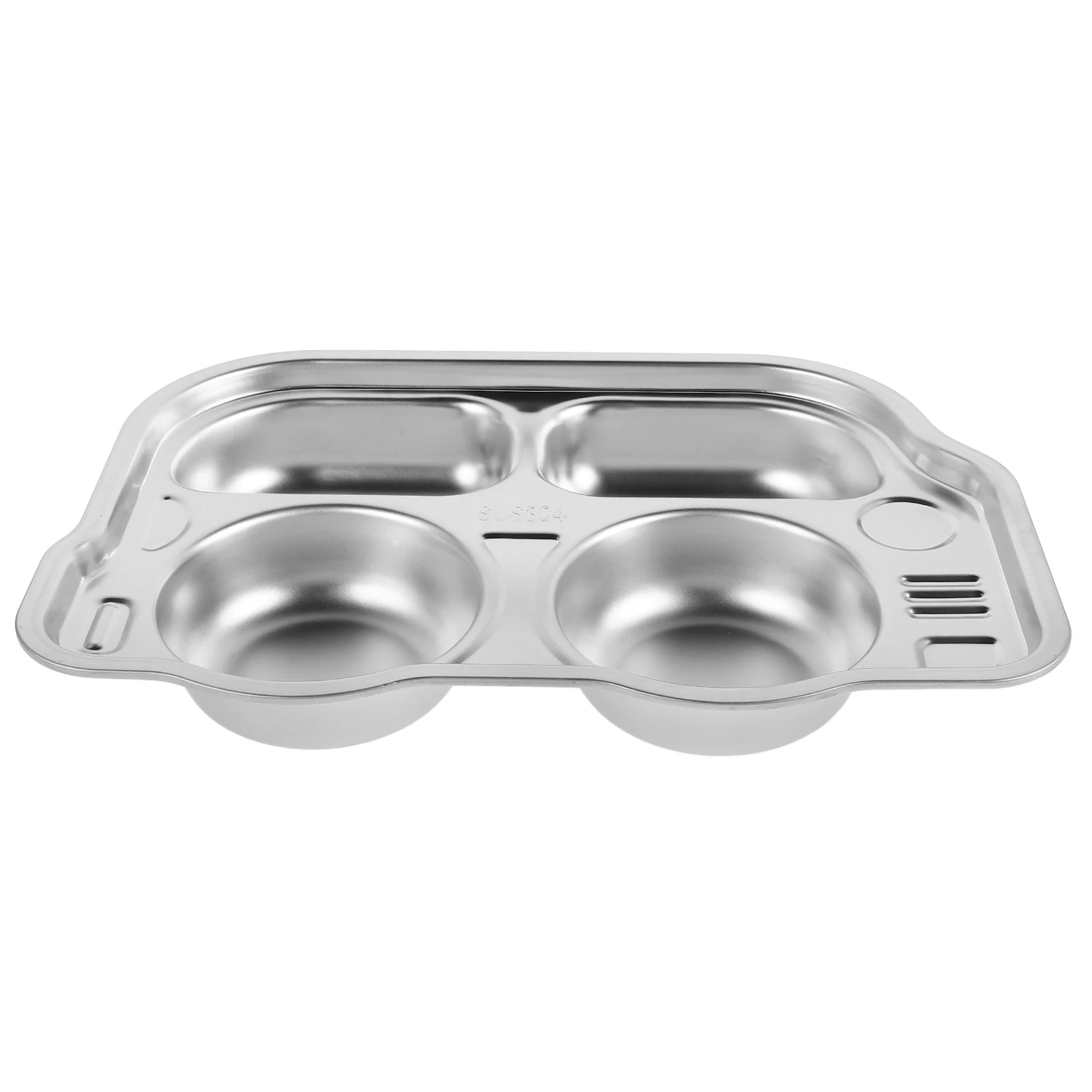 

Cartoon Divided Plates Stainless Steel Kids Dinnerware Multicompartment Toddler Baby Food Serving Tray Travel Home Use
