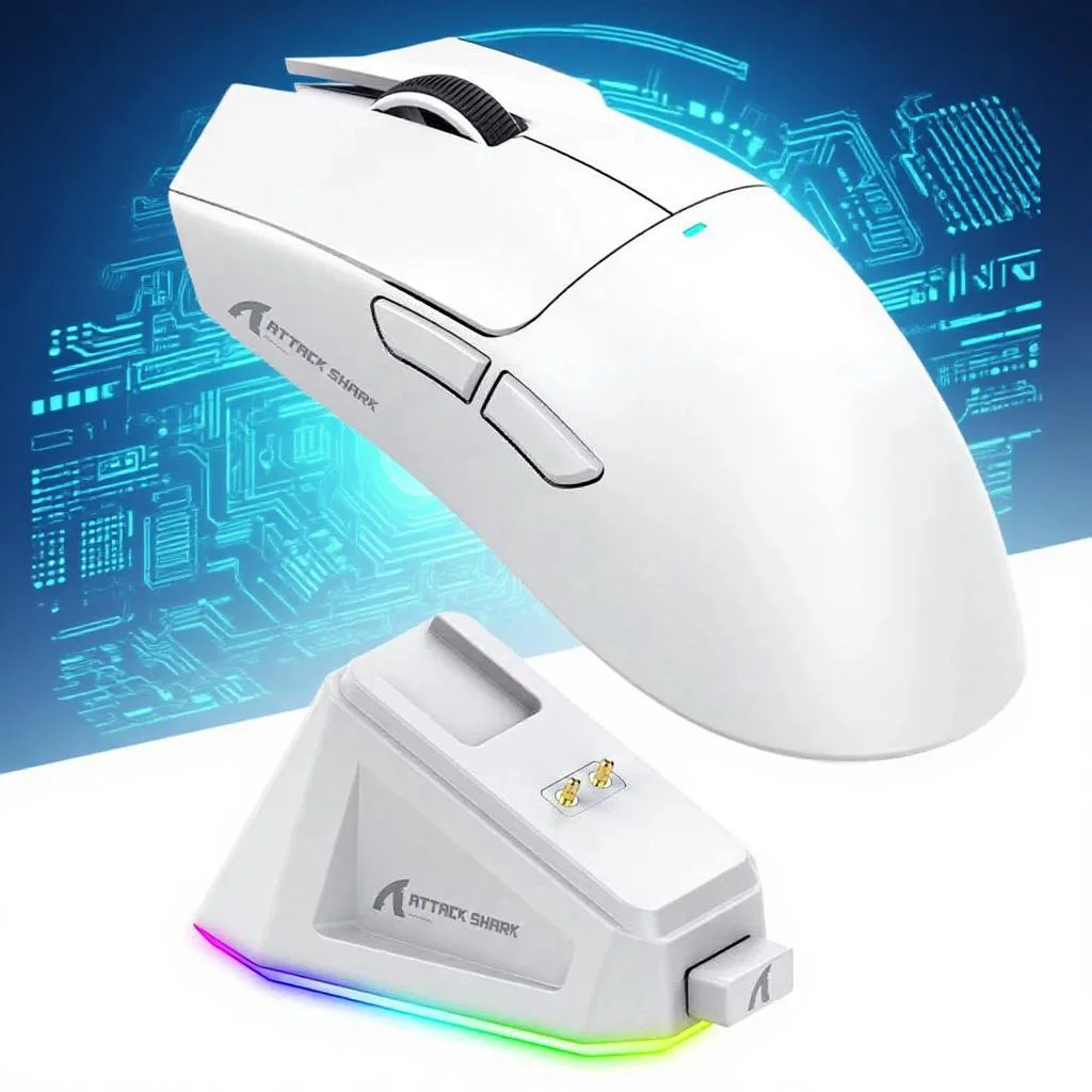 Marca original ataque shark x11 mouse para jogos sem fio para pc/mac 2.4g/bluetooth/com fio tri-mode macro base de carregamento magnético