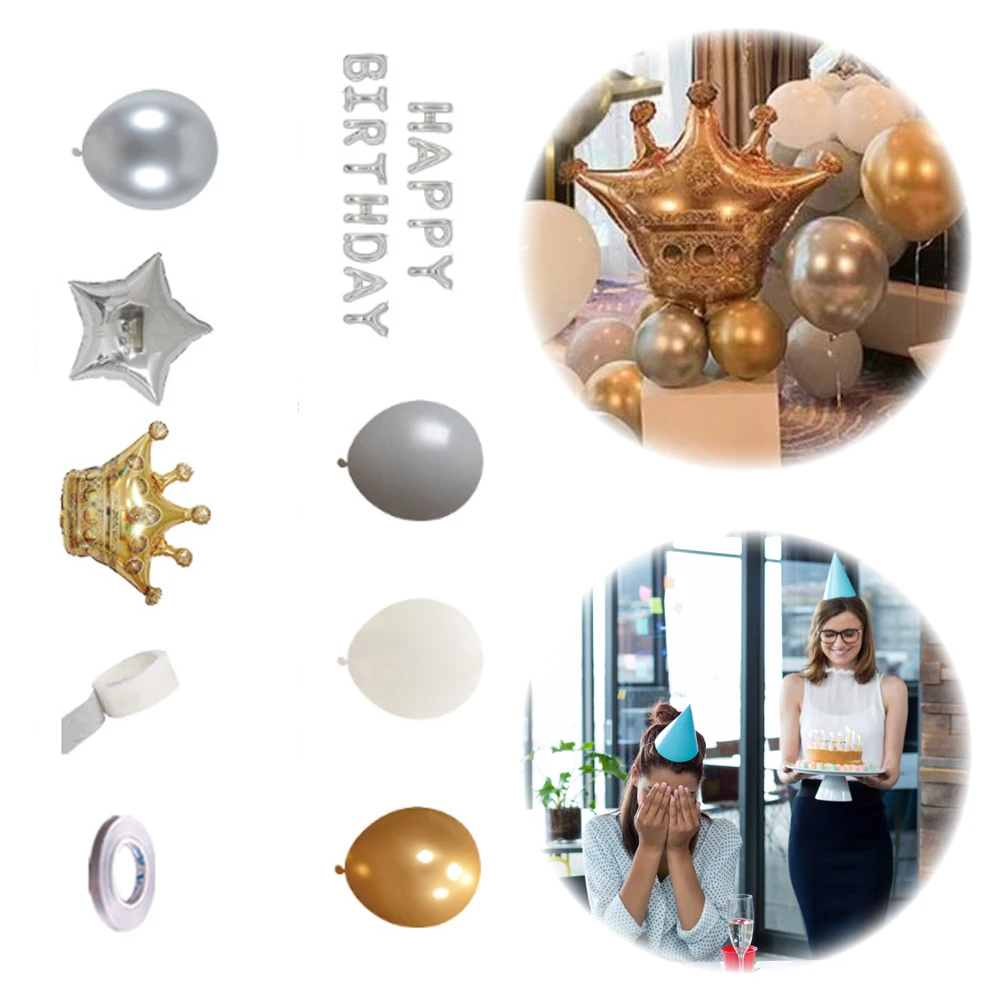 

Aluminum Foil Balloons Inflatable Crown Decor Birthday Party Ornaments Birthday Party Decorations for Birthday Party