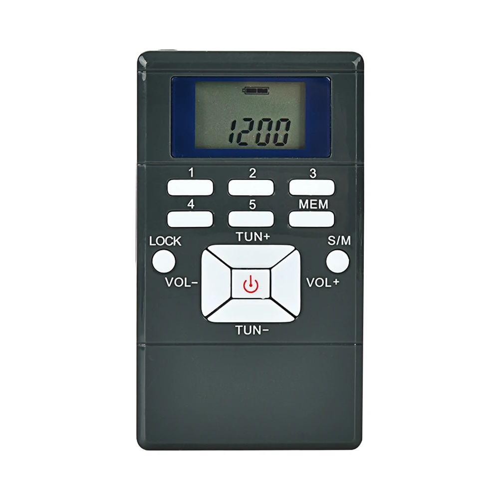 Radio FM Estéreo DSP Portátil Mini con Reloj Digital de 1.2 Pulgadas, Receptor para Interpretación Simultánea, Radio con Clip, Auriculares y Correa