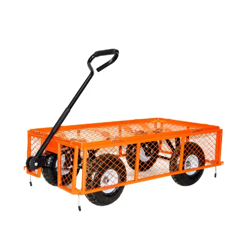 Heavy Duty 1100 Lbs Capacity Outdoor 4 Wheel Lawn Garden Wagon Hand Trolley Mesh Steel Garden Wagon