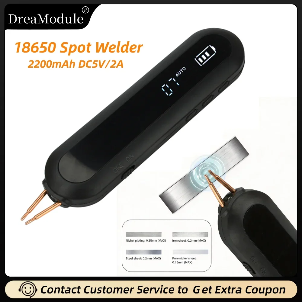 

Portable Black Digital Spot Welder for Lithium Batteries 12 Power Adjustable Levels with LED Light DIY Handheld Welding Machine