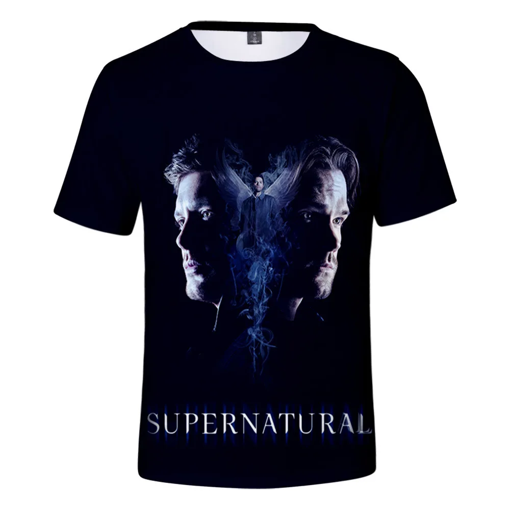 SPN Supernatural 3D Print T Shirt Women Men Jensen Ackles Jared Padalecki Vintage Short Sleeve streetwear Oversized Tops Tees