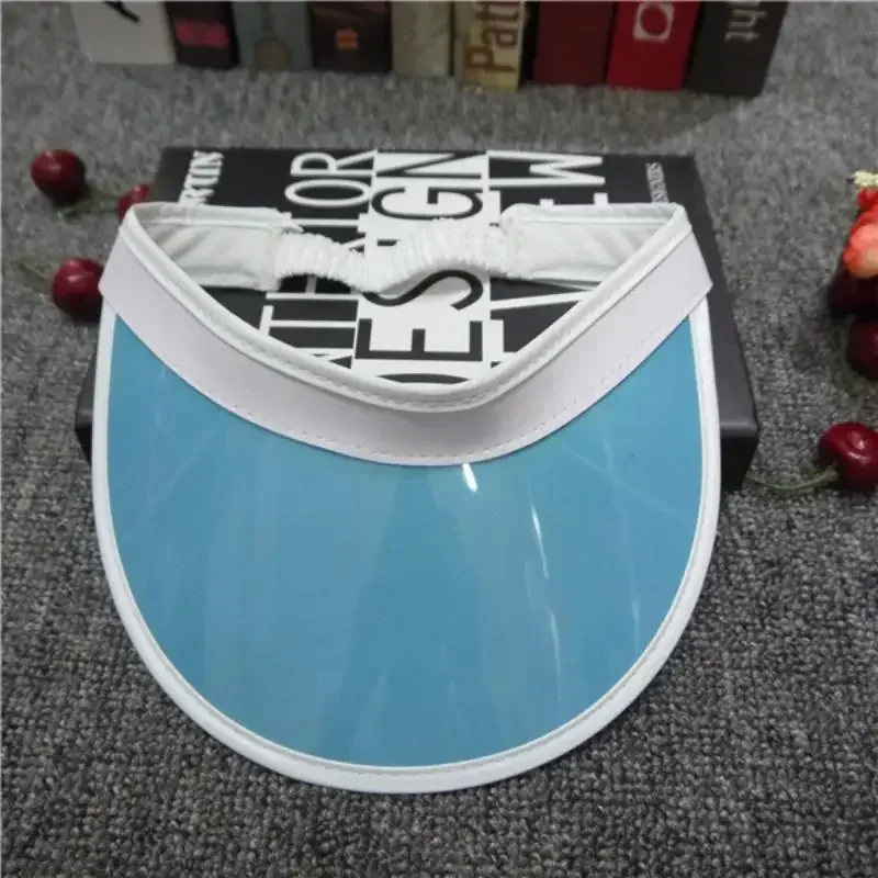 

Summer Blue Visor Outdoor Sport Cycling Travel UV Protection Cap Transparent Soft Plastic for Women Men Sports Golf Sun Caps