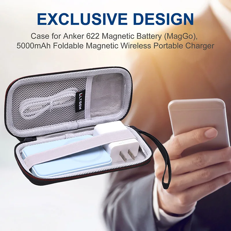LTGEM EVA Жесткий Чехол для Anker 622 Магнитная батарея MagGo 5000 мАч складное магнитное Беспроводное зарядное устройство дорожная сумка для хранения