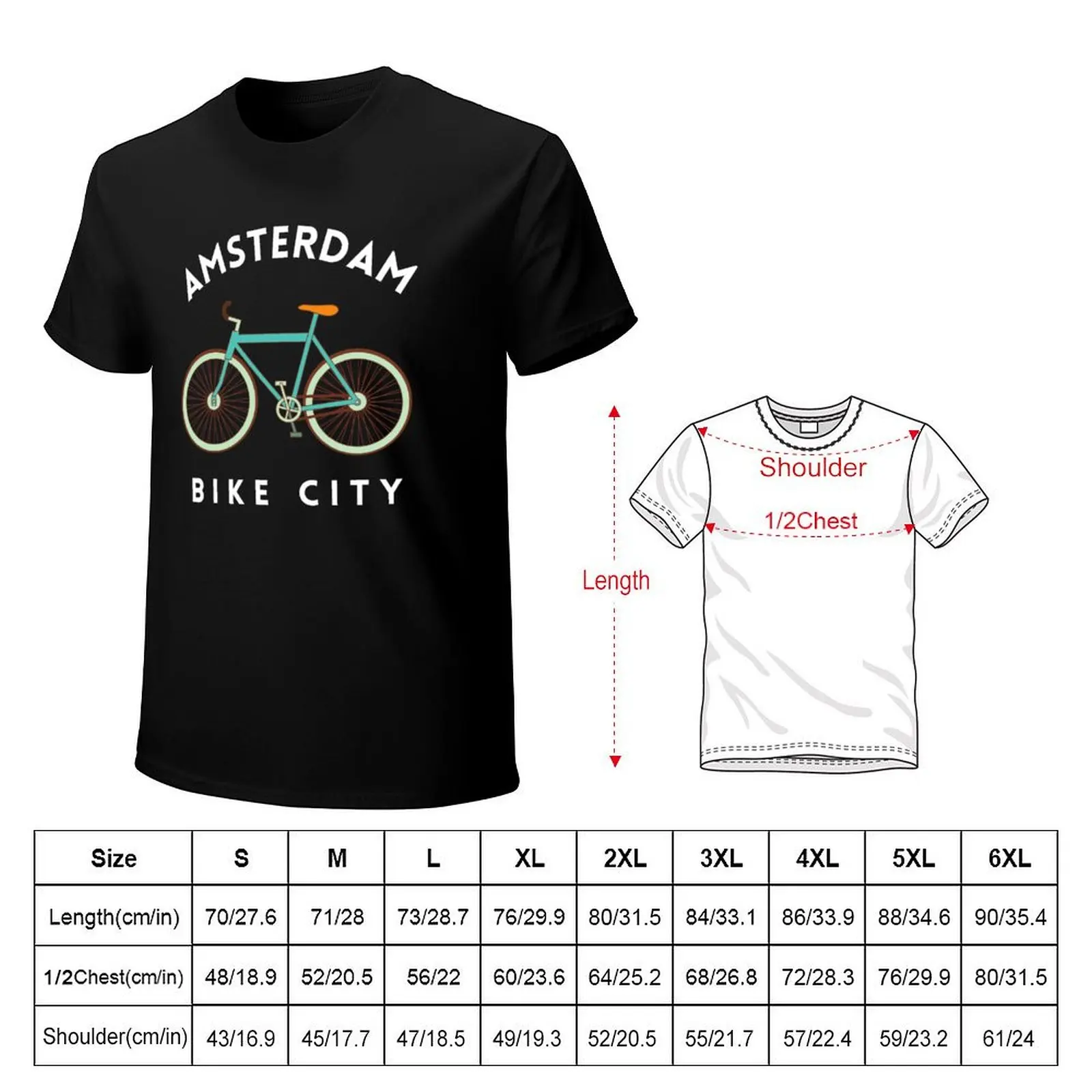 Amsterdam Bike City T-Shirt Work Daily Short Sleeve Top view 2