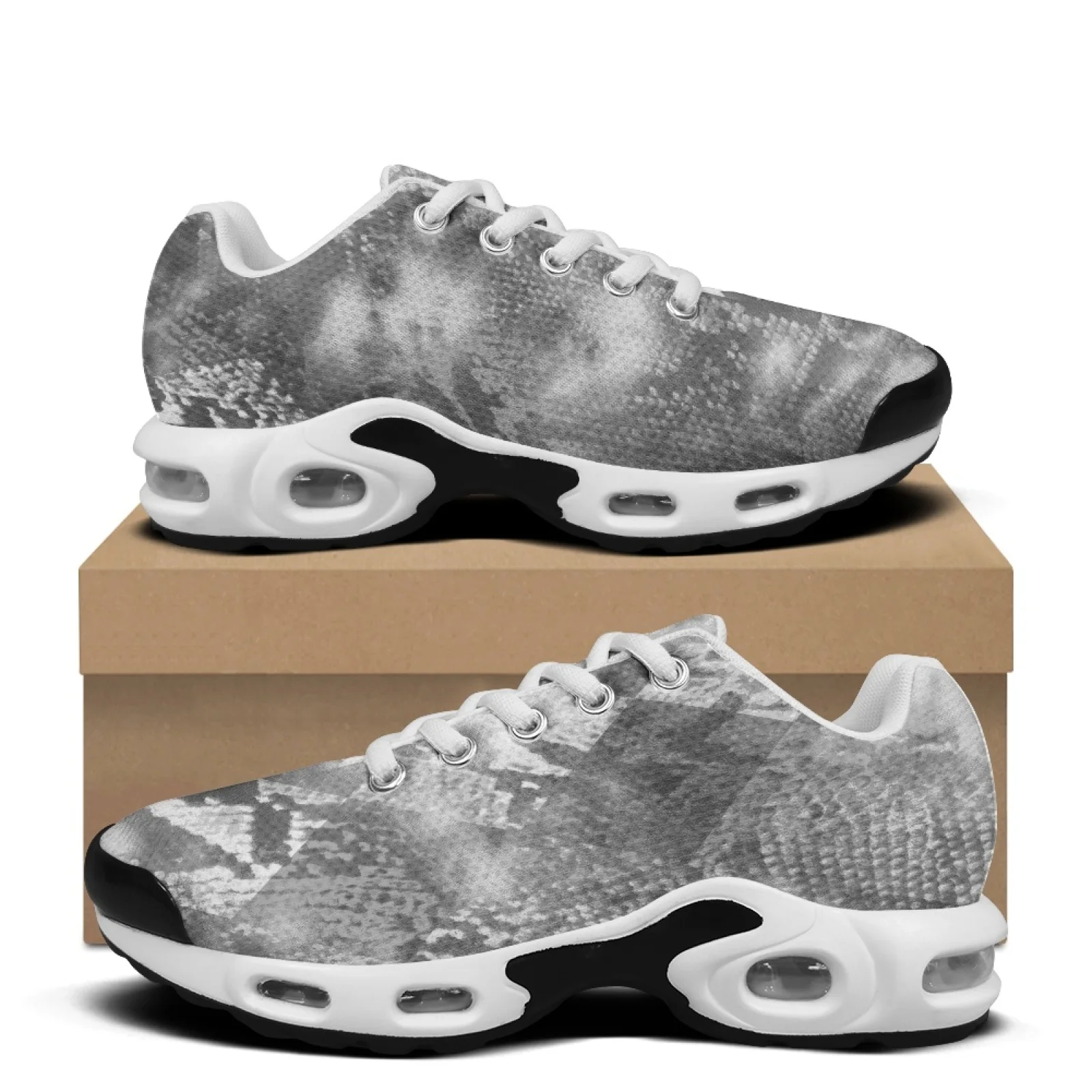 XIXIRIMIDO Gray Air-Cushioned Sneakers Women's Running Shoes Men's Commuter Shoes Lightweight Breathable Comfortable Soft 36-48