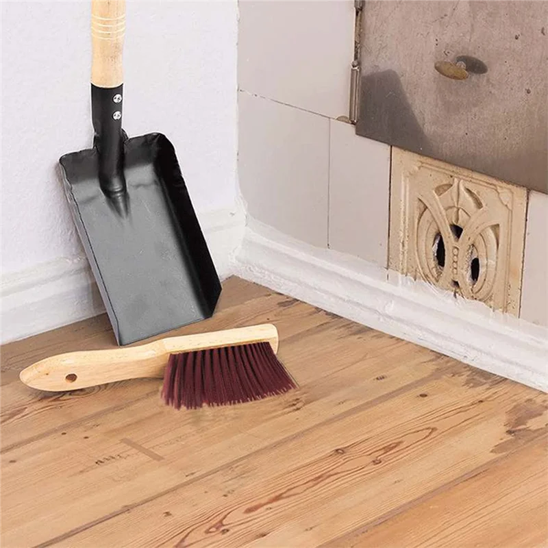 【Best Selling】Hearth Brush Kit Silicone Gloves,Fireplace Shovel Hand Shovel And Brush Wooden Handles Coal Fireplace Tool Set Kit