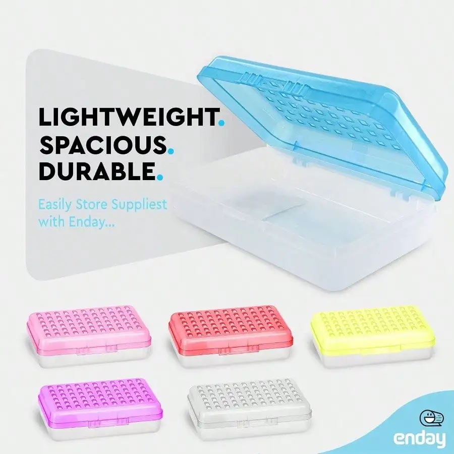 علبة أقلام رصاص بلاستيكية بسعة كبيرة، 6 قطع بألوان مختلفة، صندوق أقلام رصاص بلاستيكي صندوق تخزين مستلزمات مكتبية