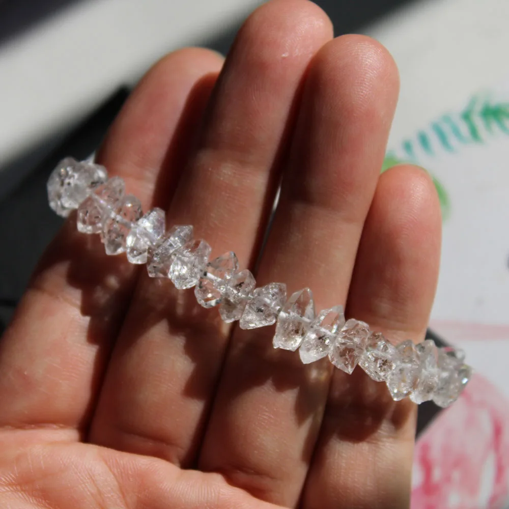 High Quality Rough Natural Double Terminated Herkimer Rock Stone Spirit Crystal Bracelet For Healing