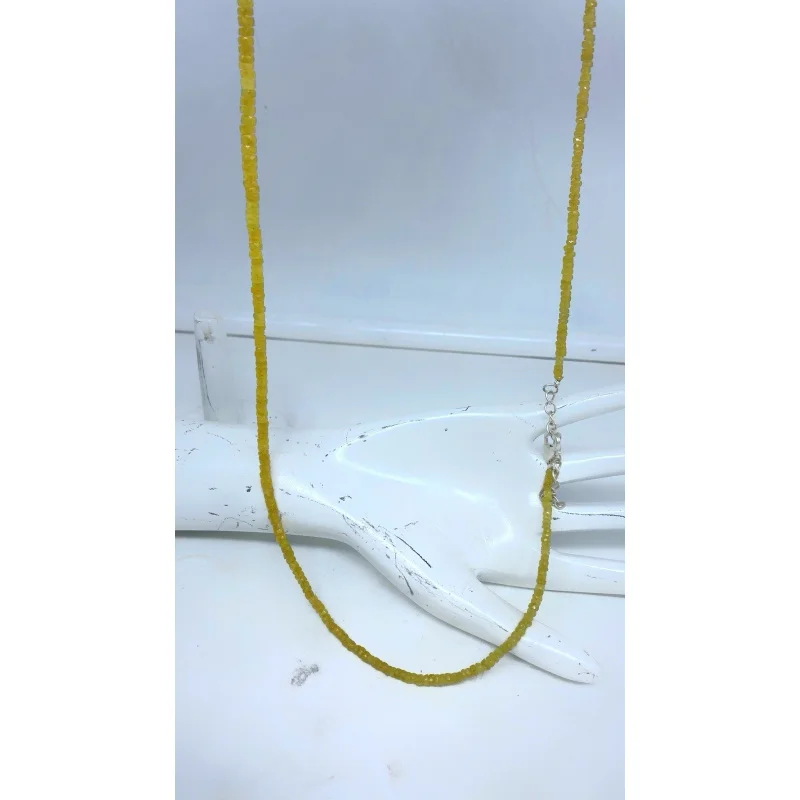 

Yellow Sapphire Beaded Necklace 20” Sterling Silver Clasp Jewelry