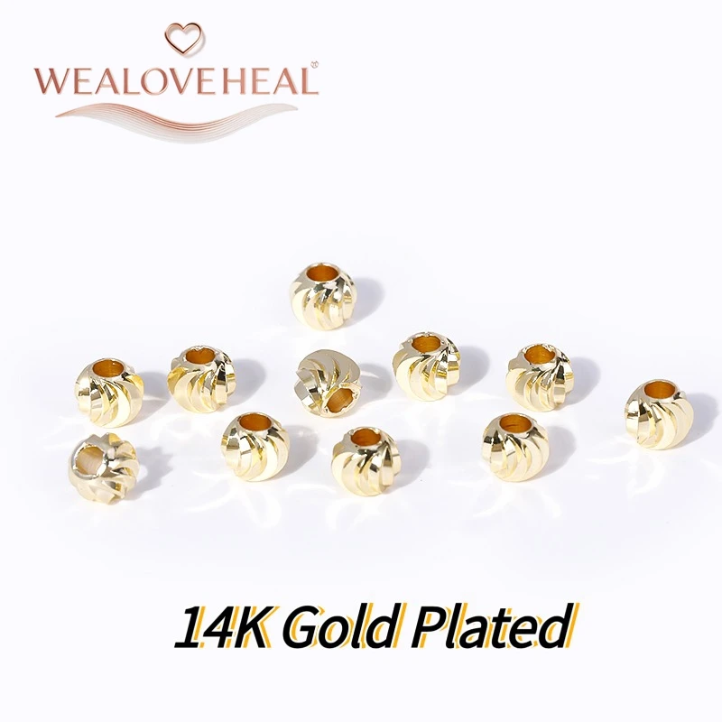 18K vergoldete Messing-Blumen-Abstandsperlen 2,5-6mm facettierte runde Metallperlen für DIY Schmuck Armbandherstellung Zubehör – Detail 23