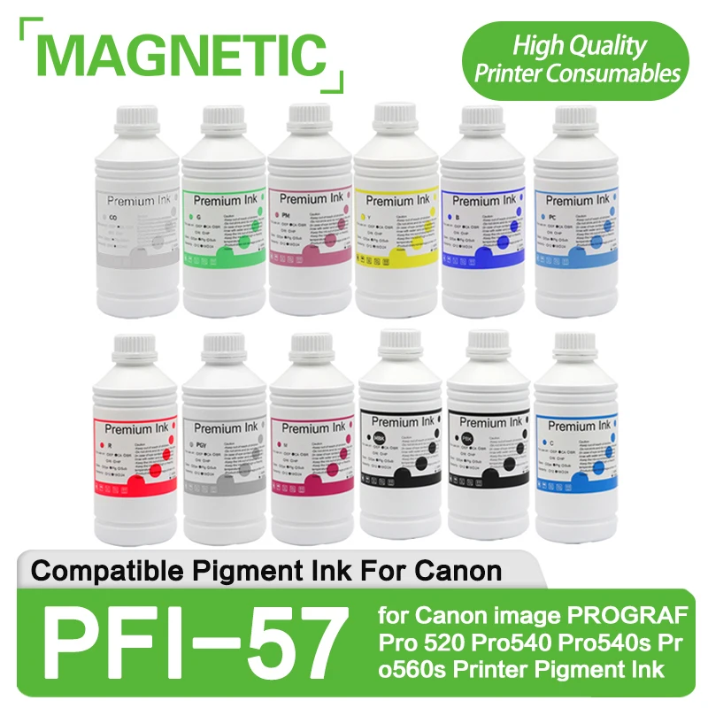 1000ML Pigment Ink PFI-57 PFi 57 pfi57 Refill ink for Canon image PROGRAF Pro 520 Pro540 Pro540s Pro560s Printer Pigment Ink